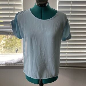 Light blue sheer SHEIN short sleeve top